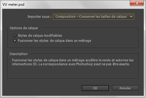 Importer PSD dans une composition After Effects