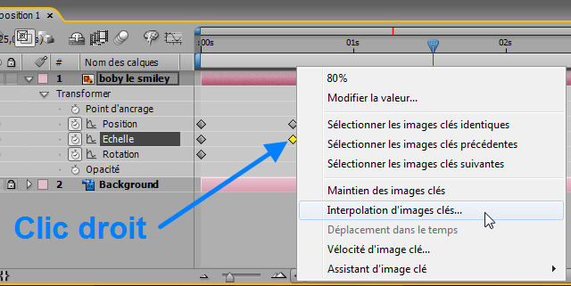 Interpolation d'images clé After Effects