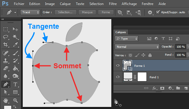 Logo Apple vectoriel avec l'outil plume dans Photoshop