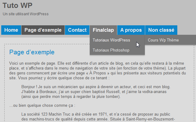 Thème compatible avec les menus Wordpress 3