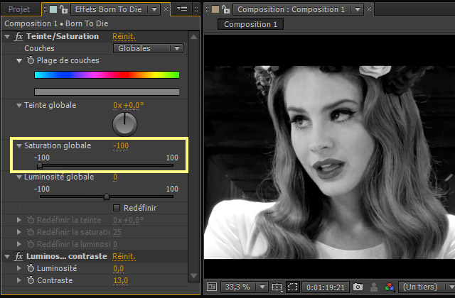 Désaturation After Effects
