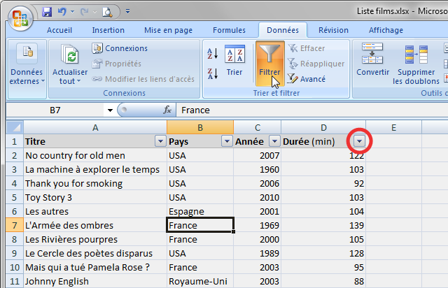 Filtrer 1000 lignes dans excel