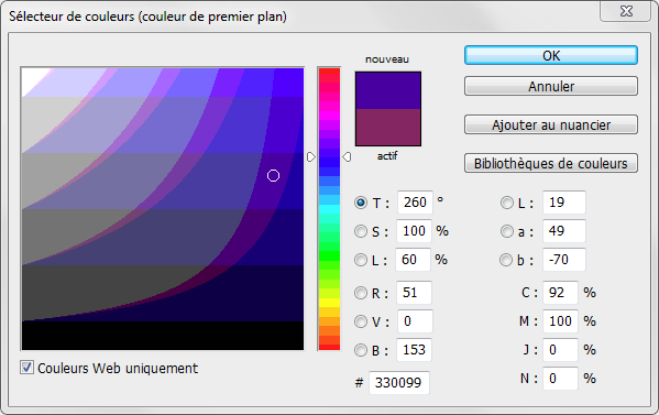 Couleurs web uniquement (couleurs sécurisées)