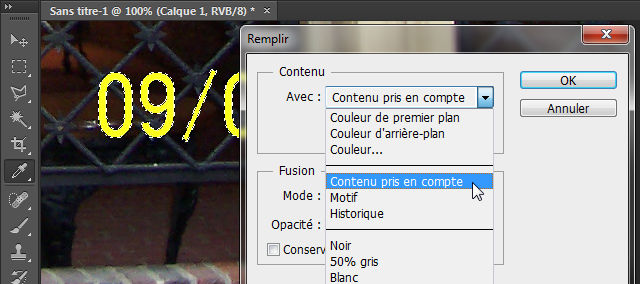 Contenu pris en compte (content aware fill)