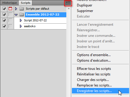 Exporter un script Photoshop