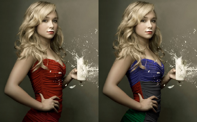 Outil remplacement de couleur avant après dans Photoshop (Hayden Panettiere)