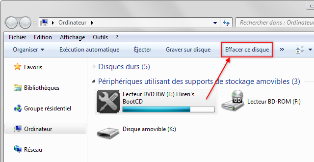 Effacer un disque optique avec Windows 7