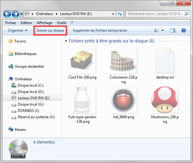 Graver un CD/DVD avec Windows 7