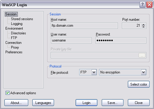 WinSCP connexion