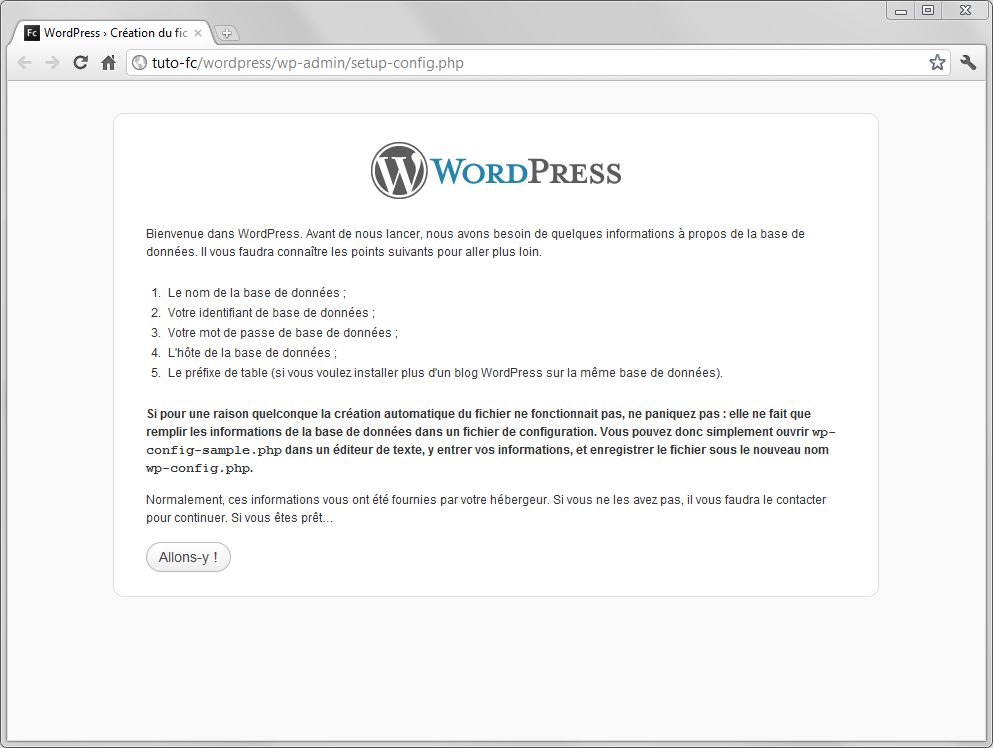 Installation de Wordpress sur EasyPHP - étape 2