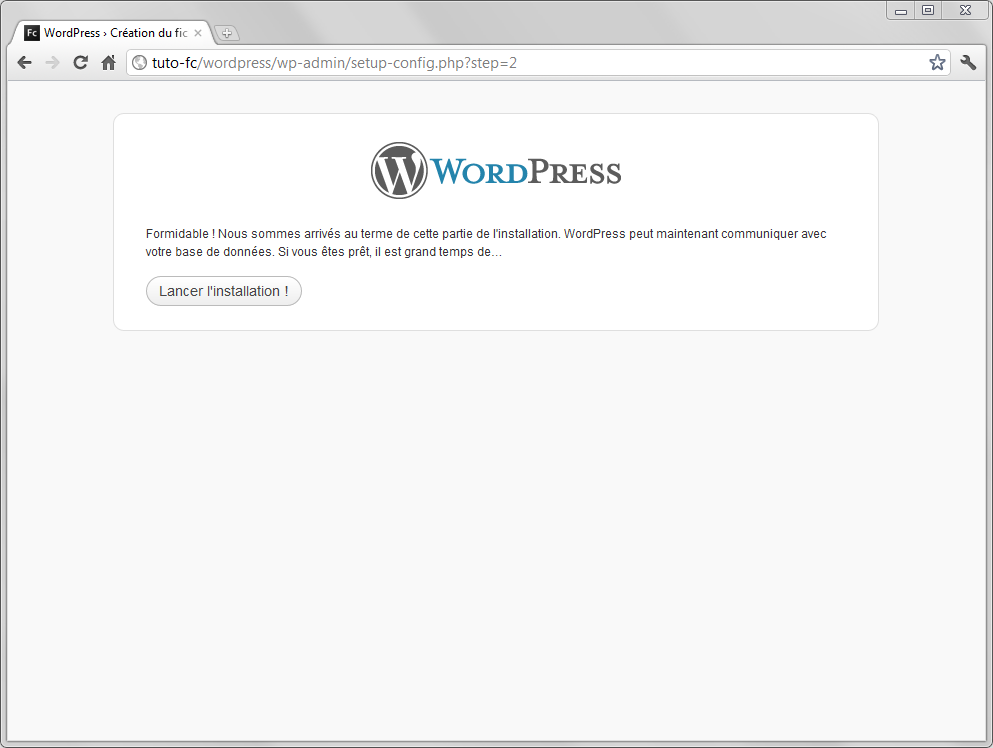 Installation de Wordpress sur EasyPHP - étape 4